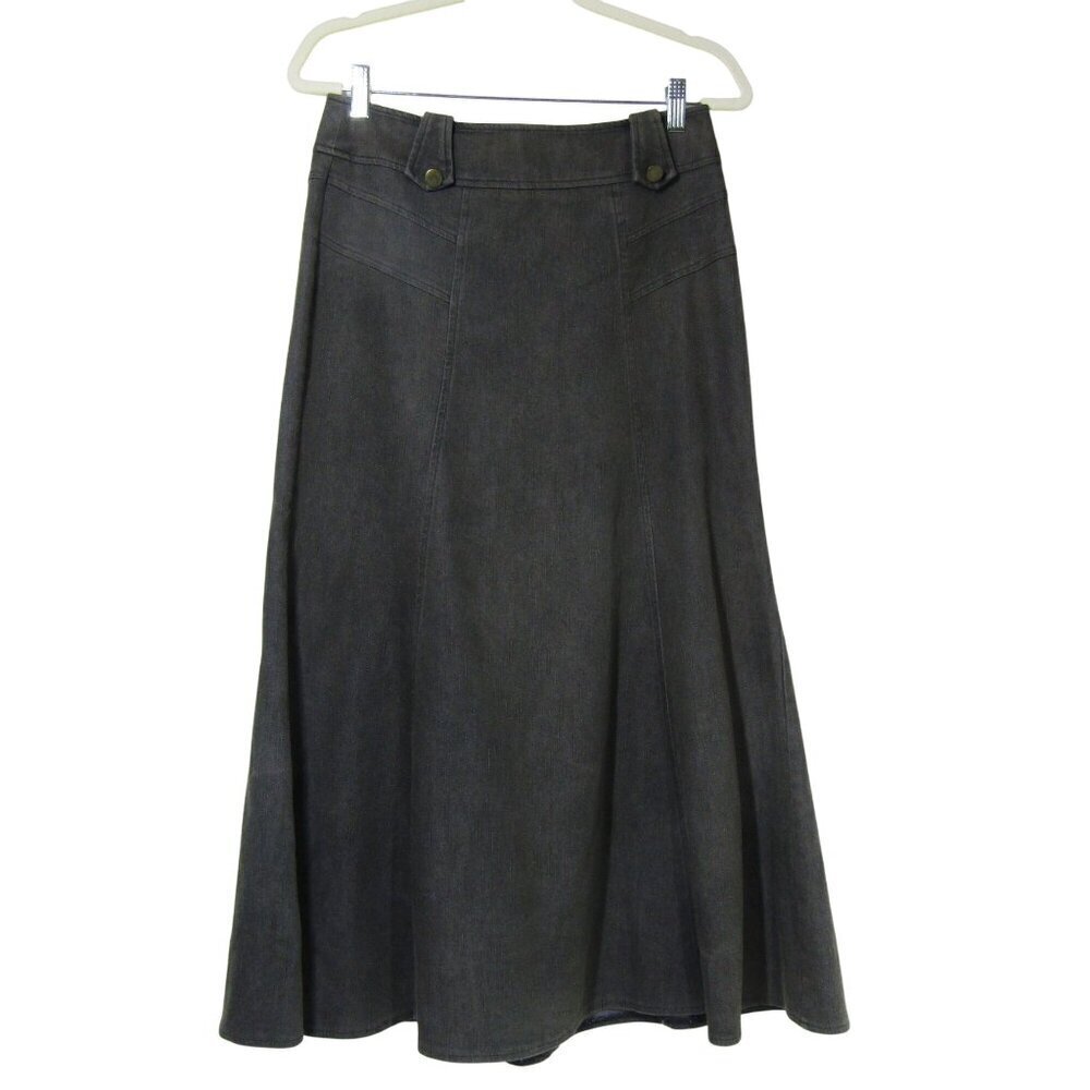 VTG Y2K CATO Gray Denim Midi Flared Western Cowgirl Boho Grunge Modest Skirt 4
